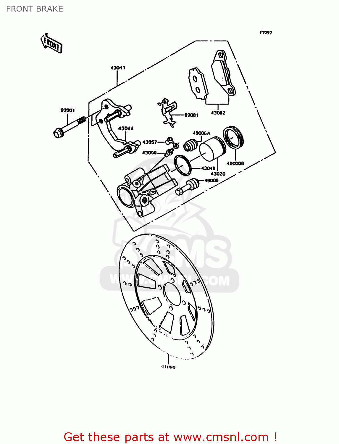 FRONT BRAKE KH125K10 1997 UNITED KINGDOM