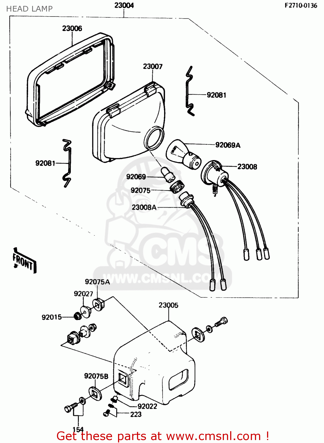 HEAD LAMP KH125K2 1983 EUROPE UK SD