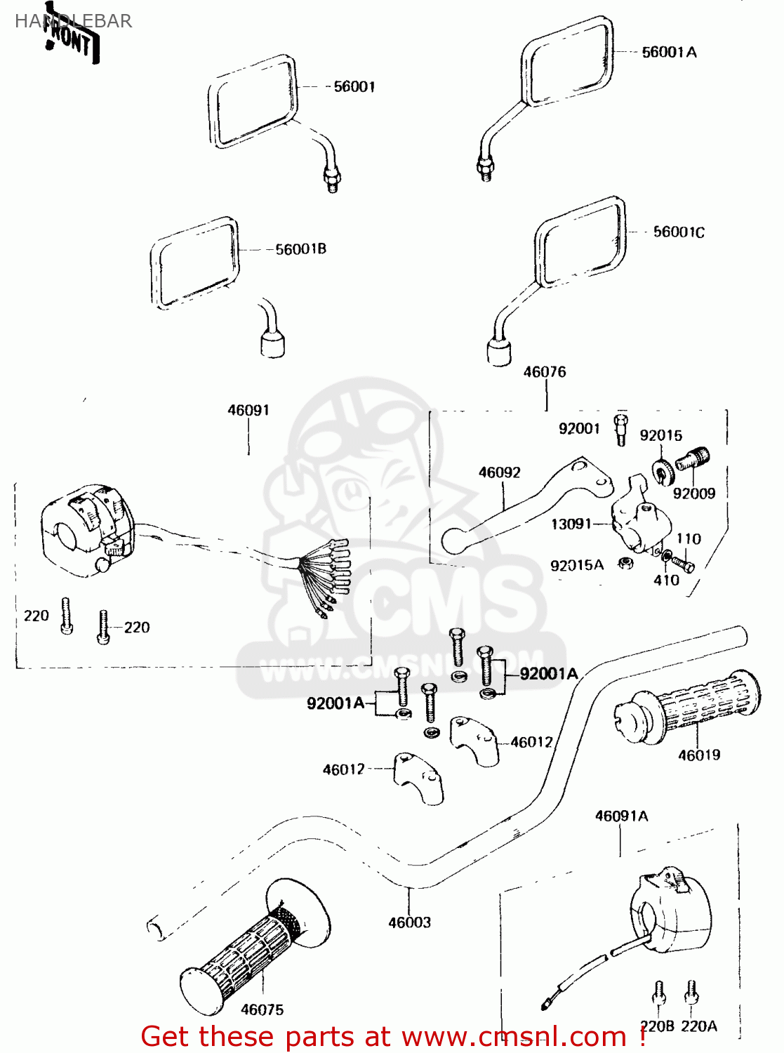 HANDLEBAR KH125K2 1983 EUROPE UK SD