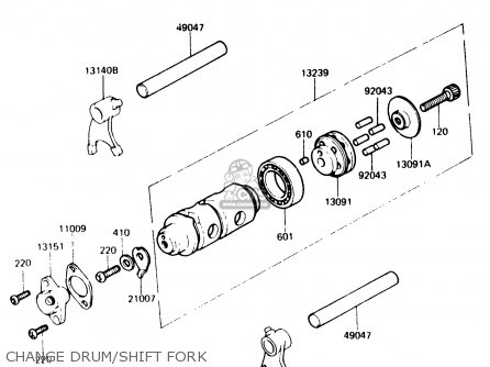 CHANGE DRUM/SHIFT FORK - KH125K2 1983 EUROPE UK SD