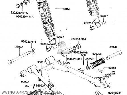SWING ARM/SHOCK ABSORBER - KH125K2 1983 EUROPE UK SD