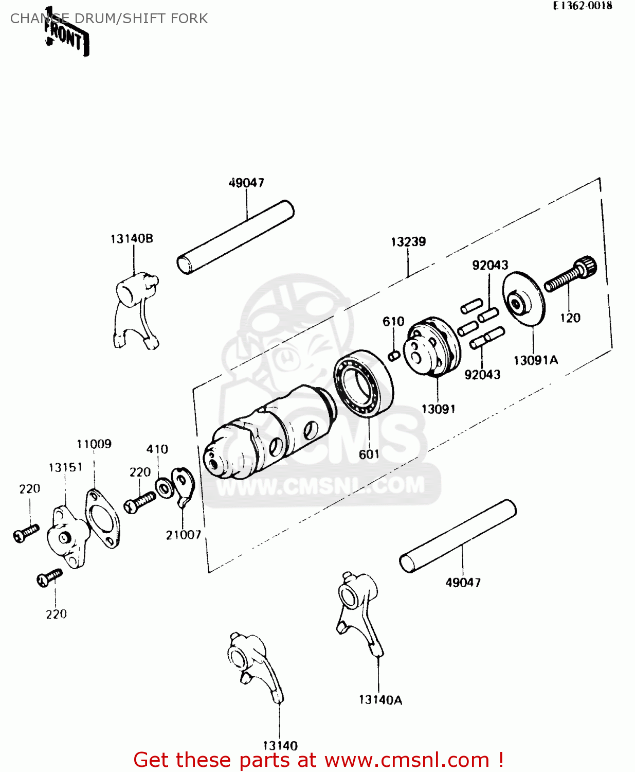 CHANGE DRUM/SHIFT FORK KH125K3 1984 USA