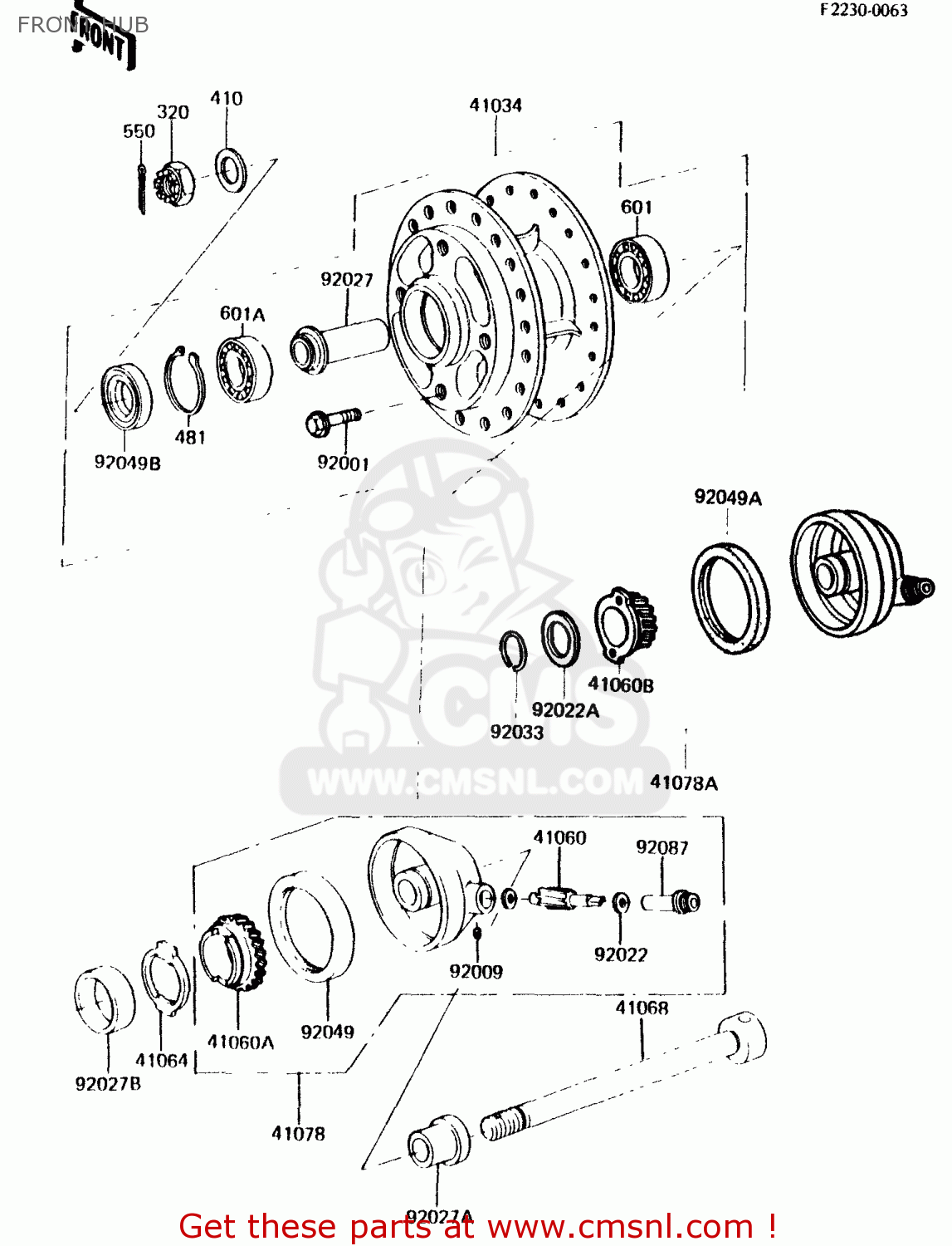 FRONT HUB KH125K3 1984 USA