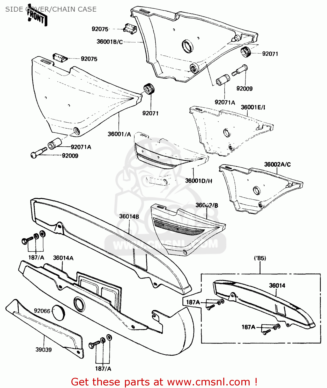 SIDE COVER/CHAIN CASE KH125K4 1985 USA