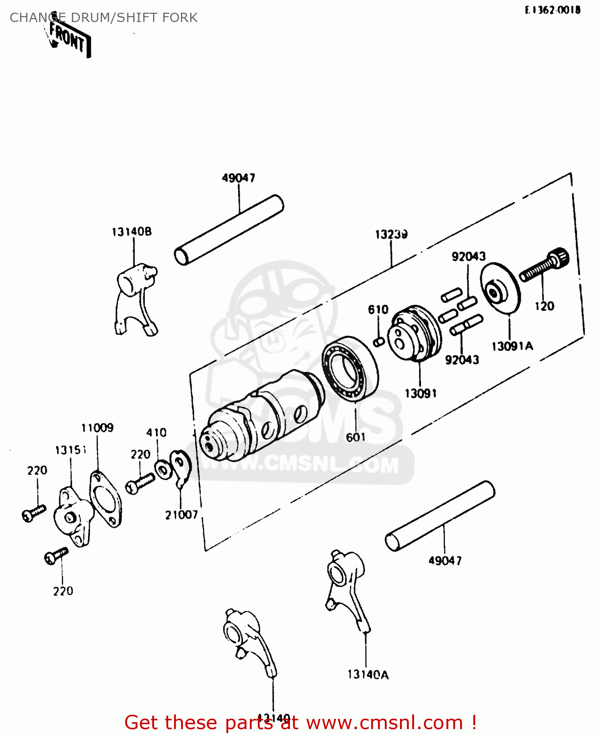 CHANGE DRUM/SHIFT FORK KH125K5 1987 USA