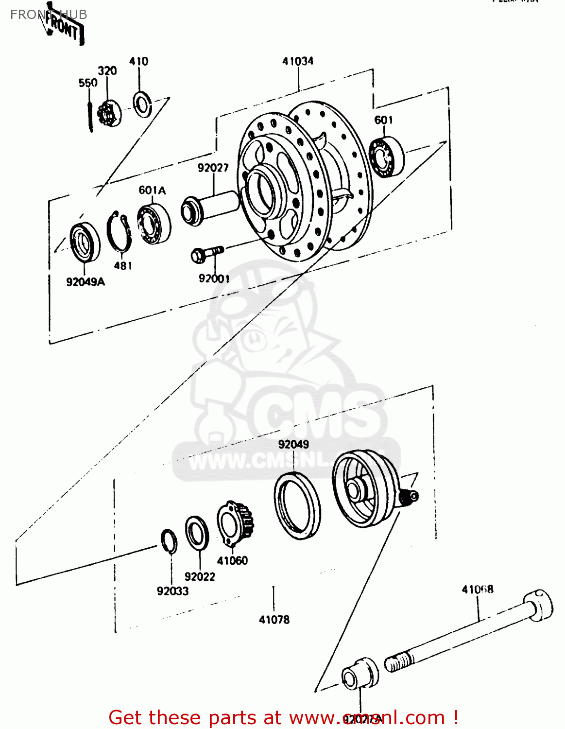 FRONT HUB KH125K5 1987 USA