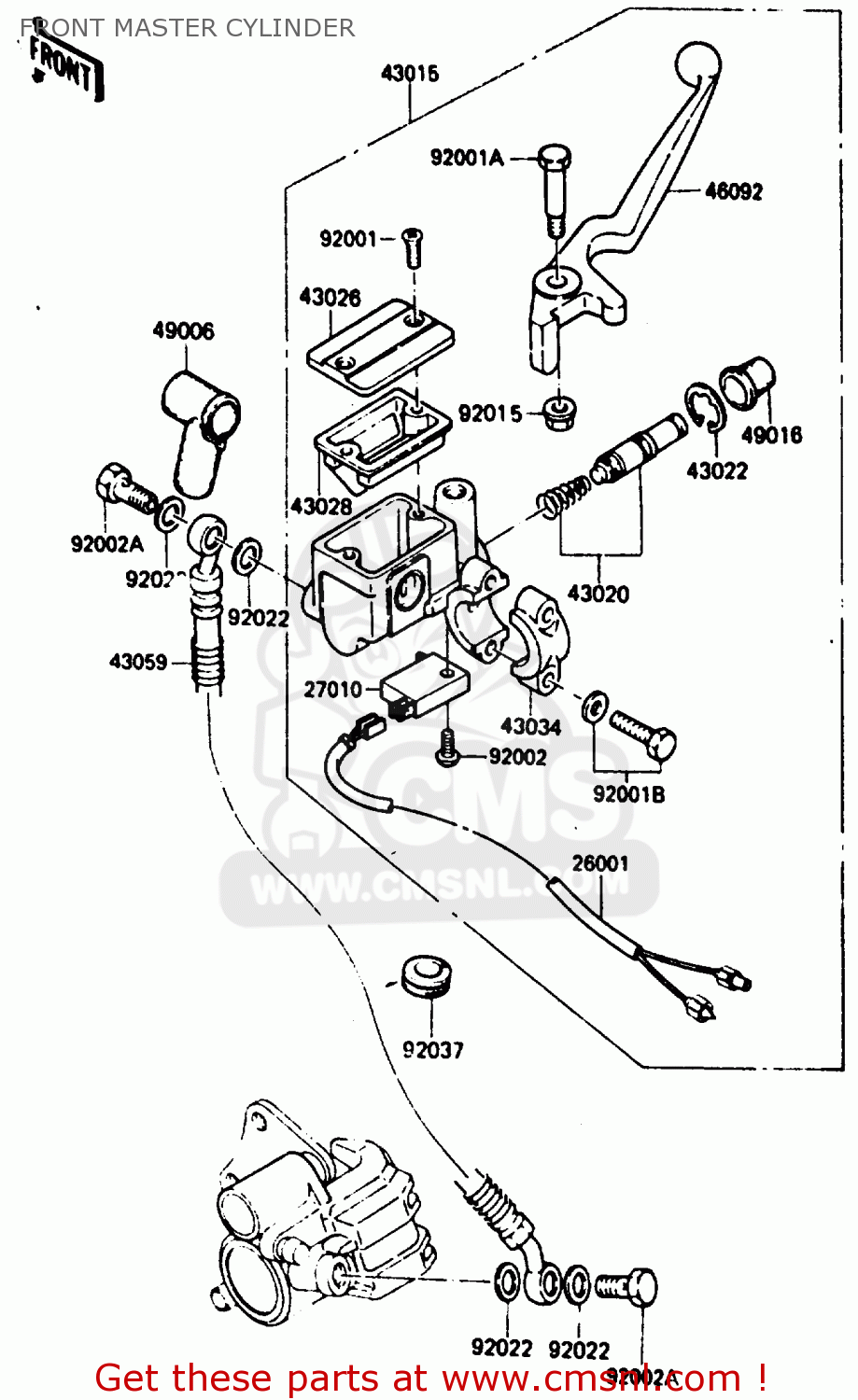 FRONT MASTER CYLINDER KH125K5 1987 USA