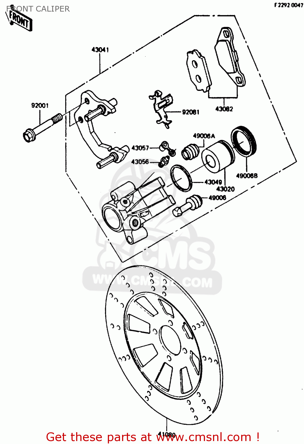 FRONT CALIPER KH125K5 1987 USA