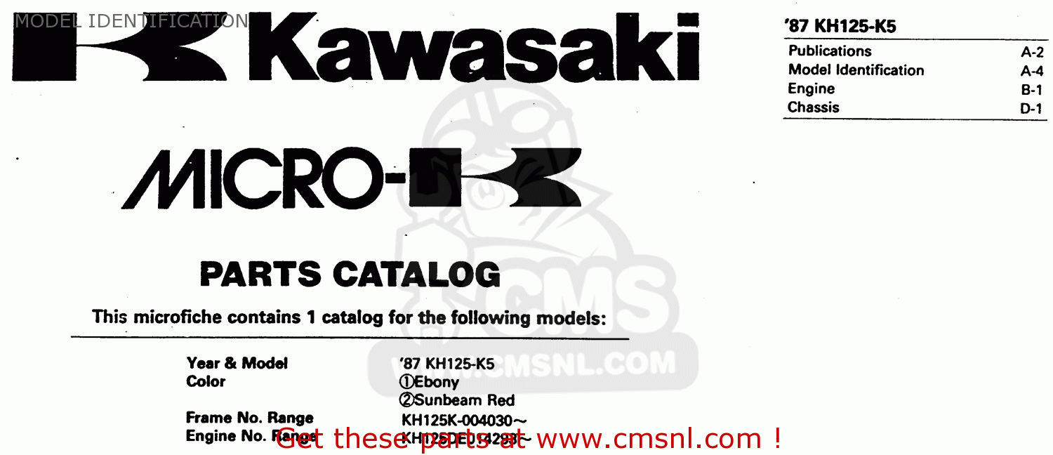 MODEL IDENTIFICATION KH125K5 1987 USA