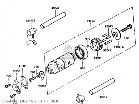 CHANGE DRUM/SHIFT FORK - KH125K5 1987 USA
