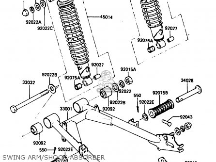 SWING ARM/SHOCK ABSORBER - KH125K5 1987 USA