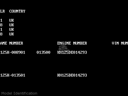 Model Identification - KH125K6 1991 UNITED KINGDOM