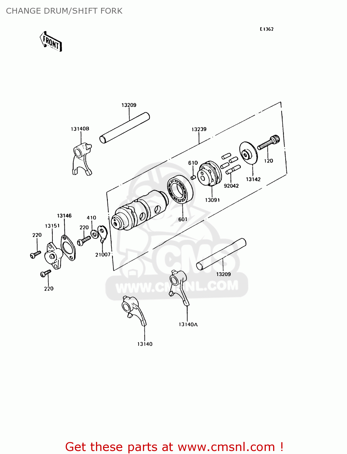 CHANGE DRUM/SHIFT FORK KH125K7 1992 UNITED KINGDOM