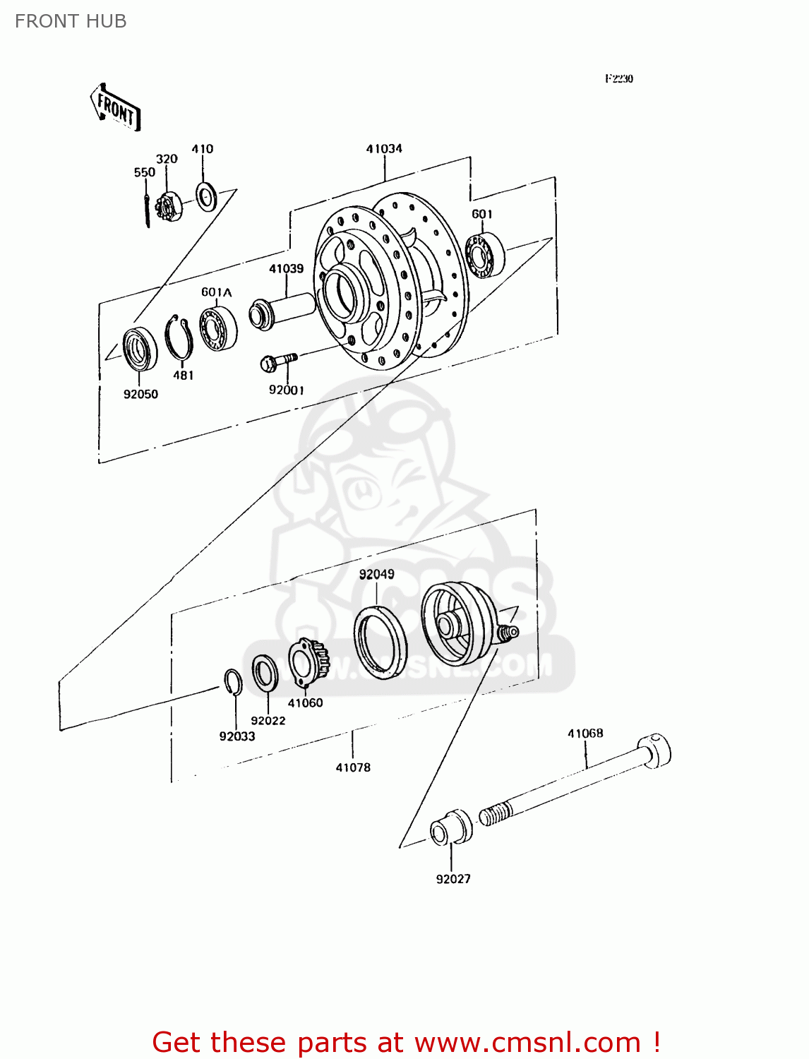FRONT HUB KH125K7 1992 UNITED KINGDOM
