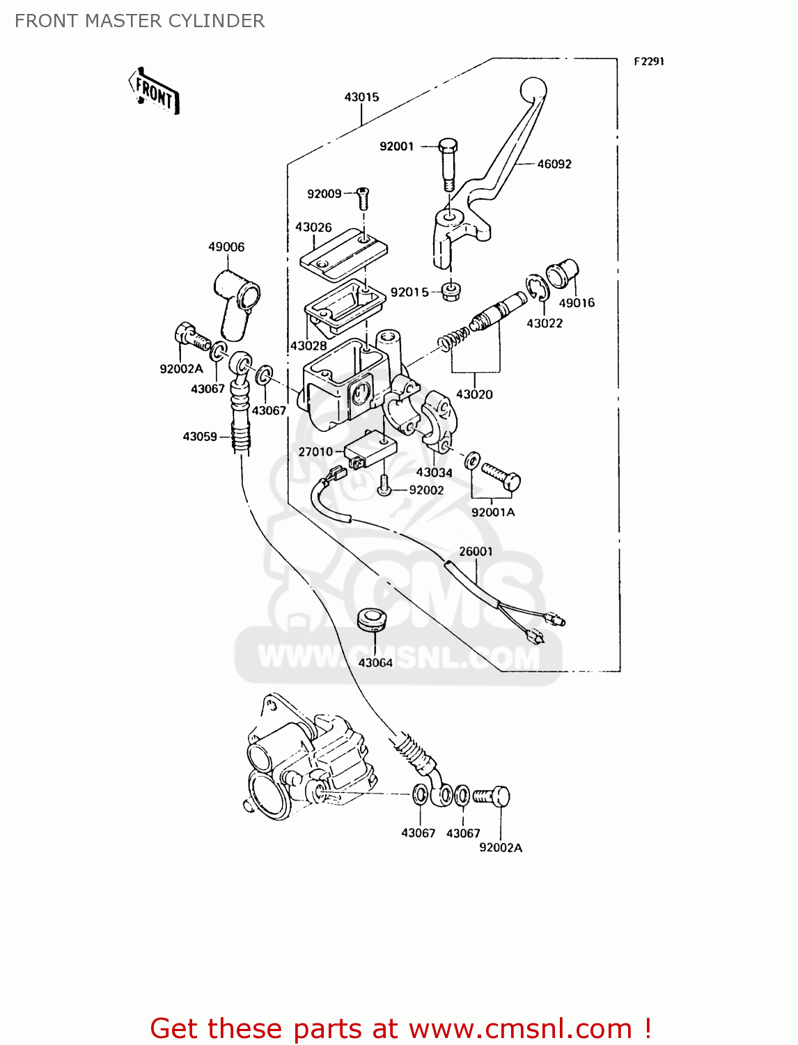 FRONT MASTER CYLINDER KH125K7 1992 UNITED KINGDOM