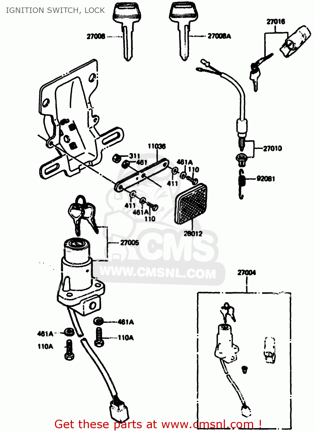 IGNITION SWITCH, LOCK KH125L1 1983 USA