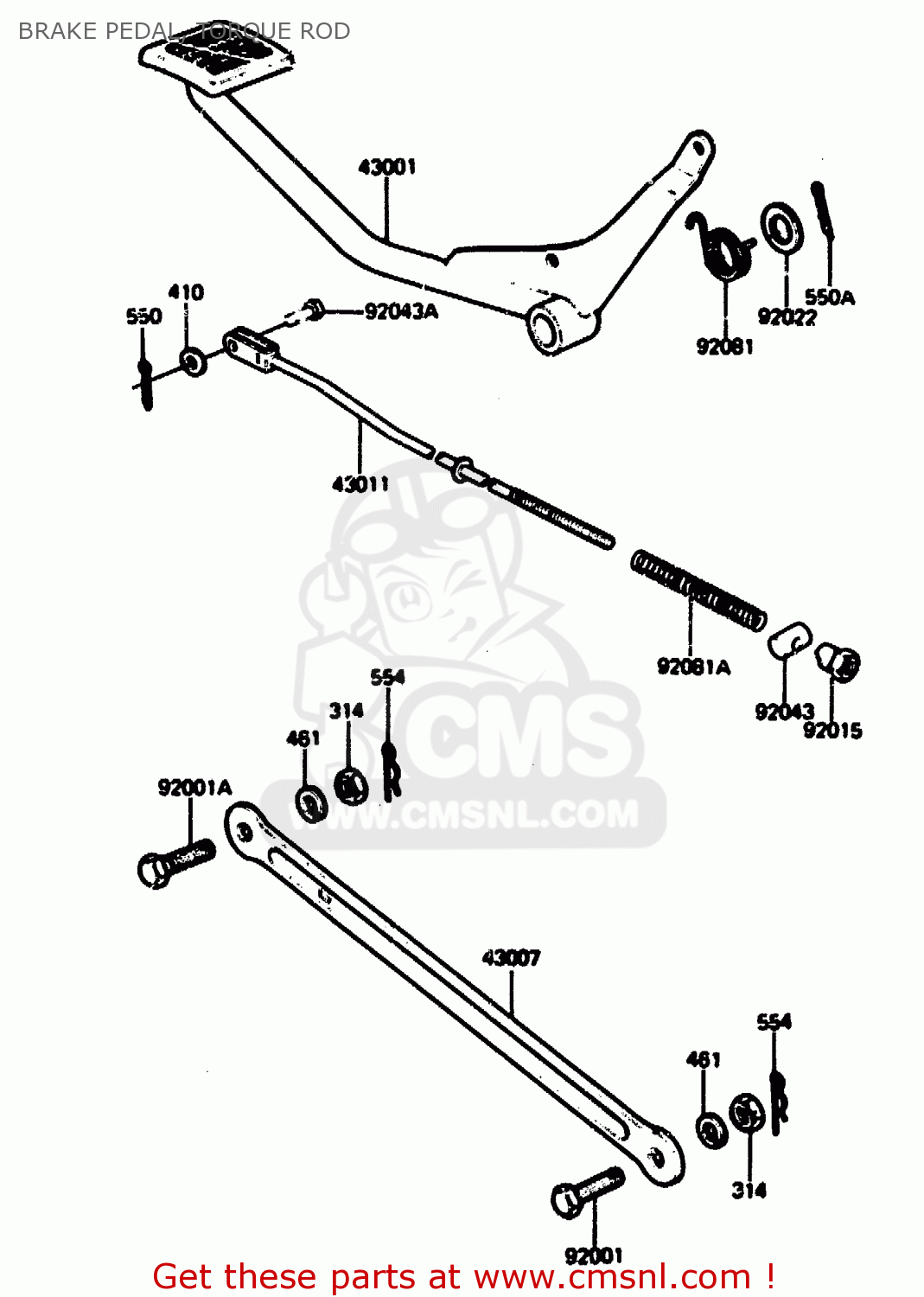 BRAKE PEDAL, TORQUE ROD KH125L1 1983 USA