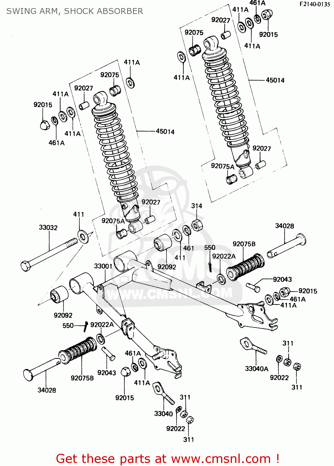 SWING ARM, SHOCK ABSORBER KH125L1 1983 USA