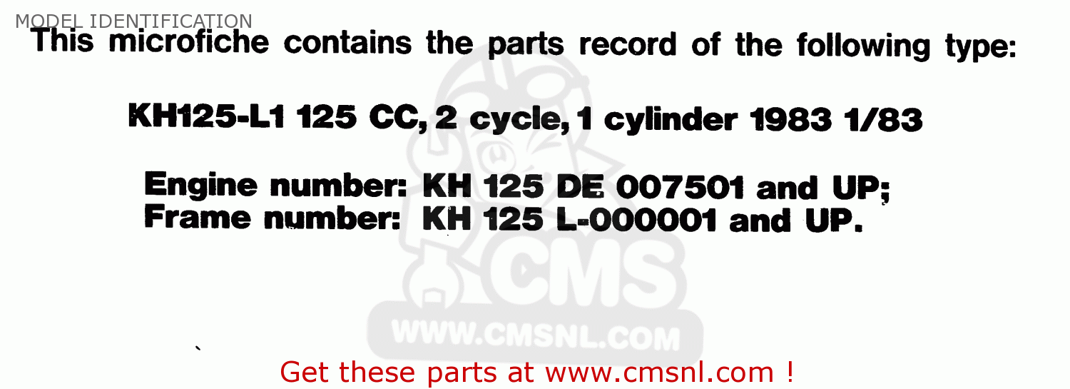 MODEL IDENTIFICATION KH125L1 1983 USA