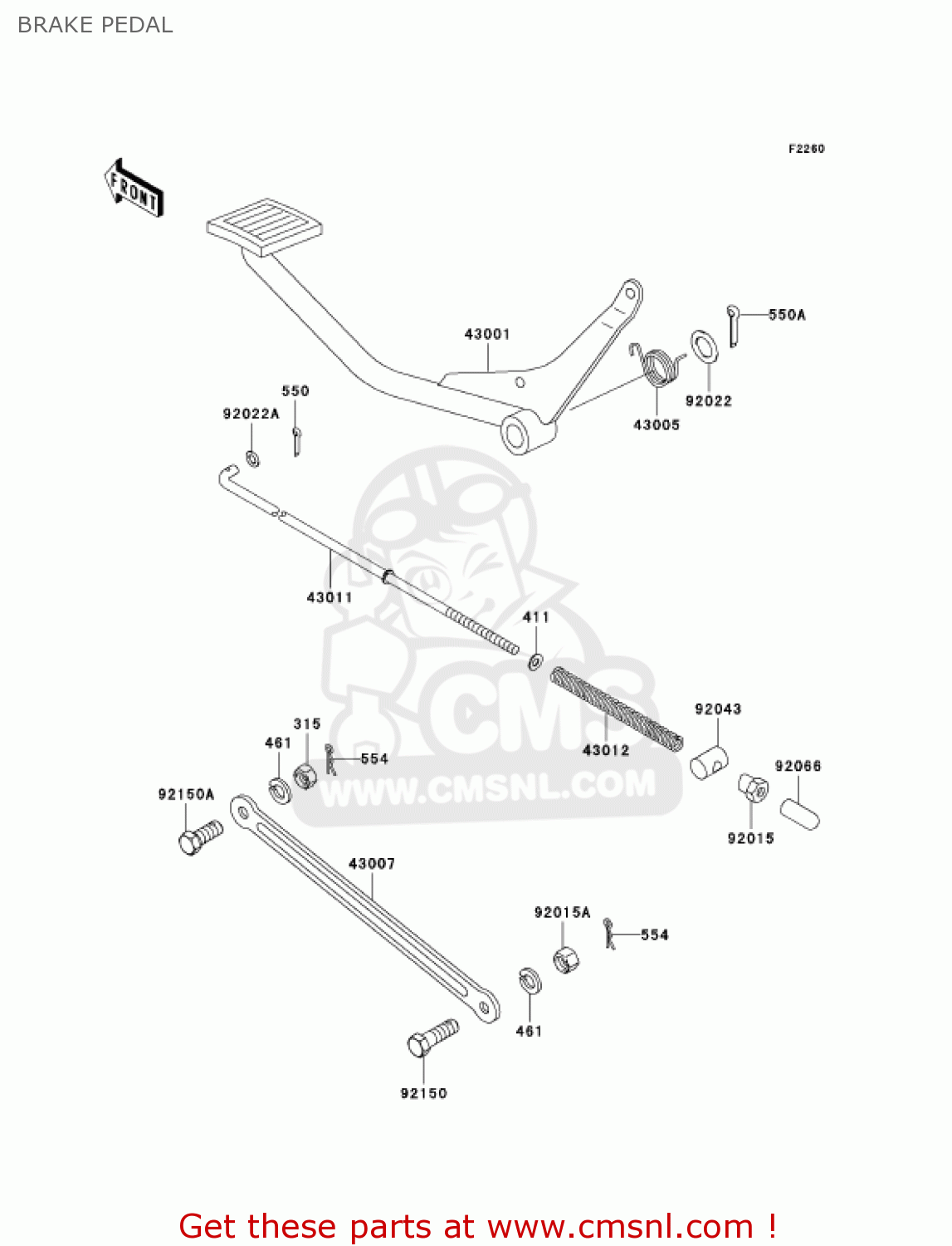 BRAKE PEDAL KH125M5 2000 CANADA