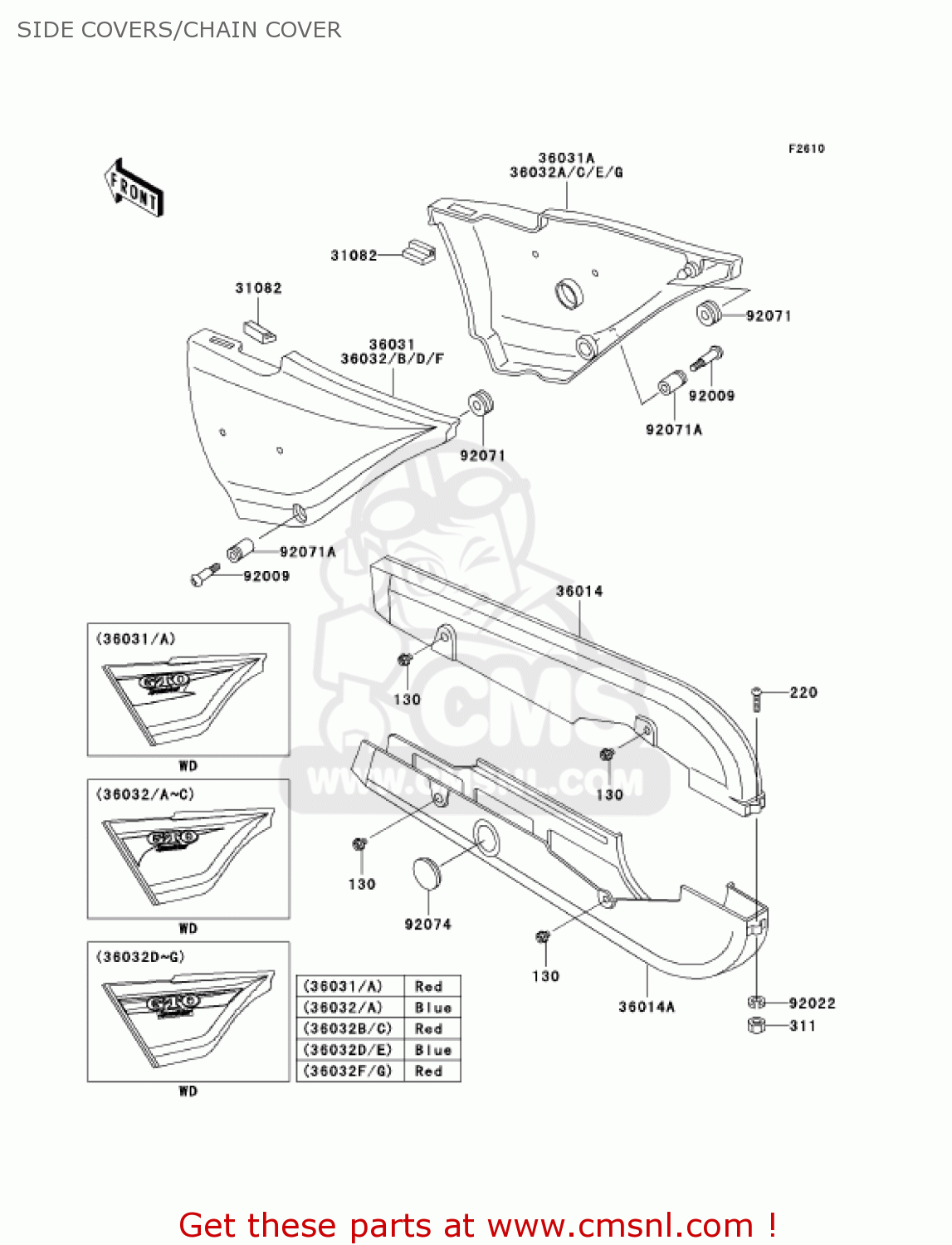 SIDE COVERS/CHAIN COVER KH125M8 2003 CANADA