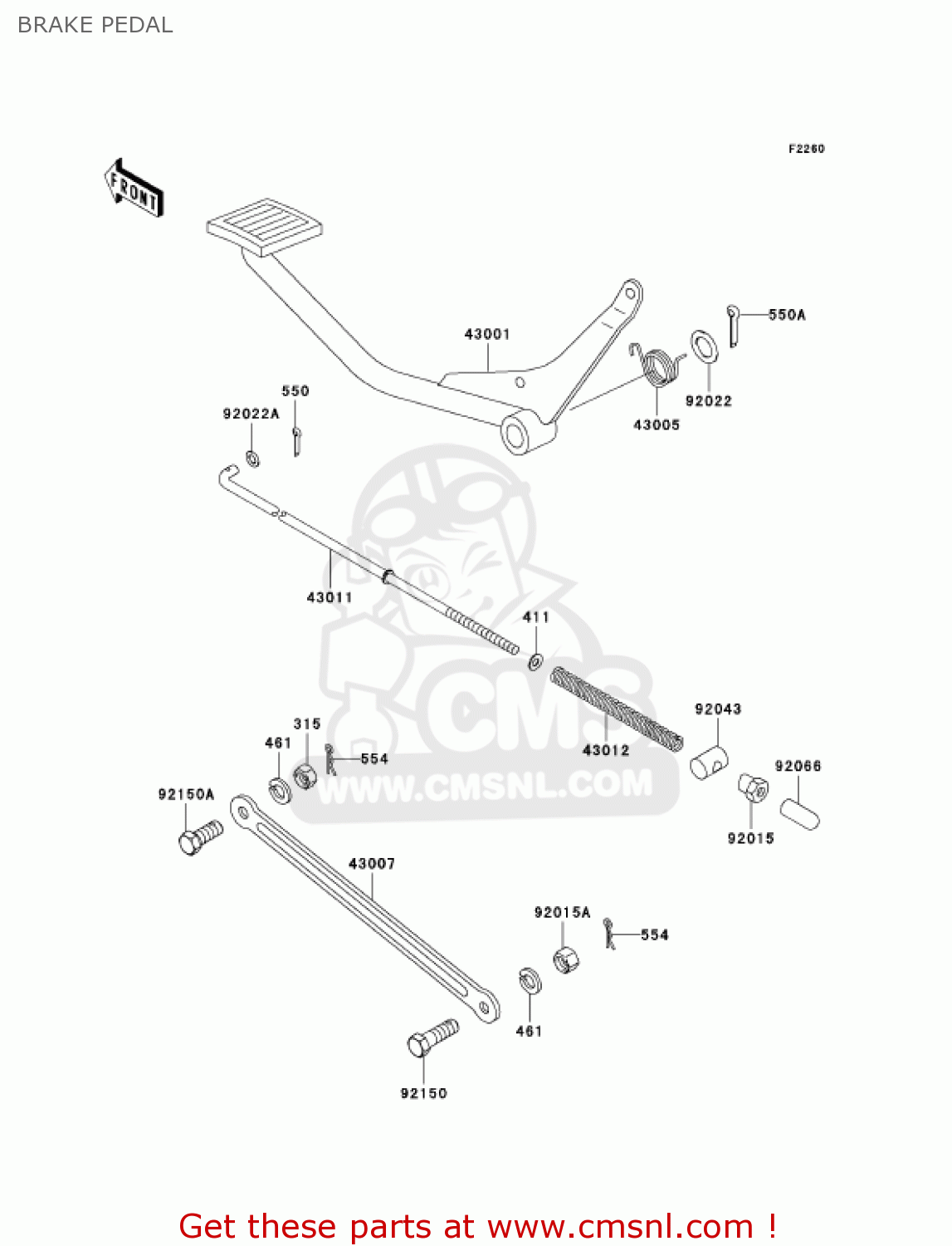BRAKE PEDAL KH125M8 2003 CANADA