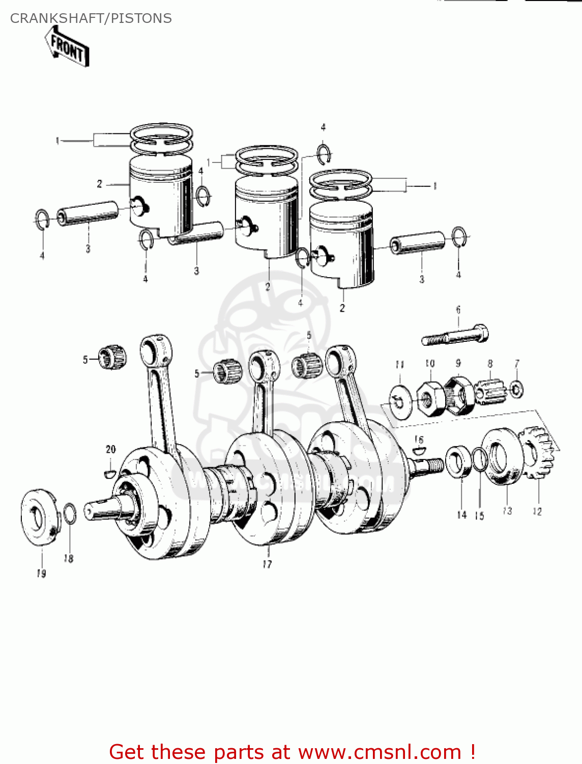 CRANKSHAFT/PISTONS KH250A5 1976 CANADA