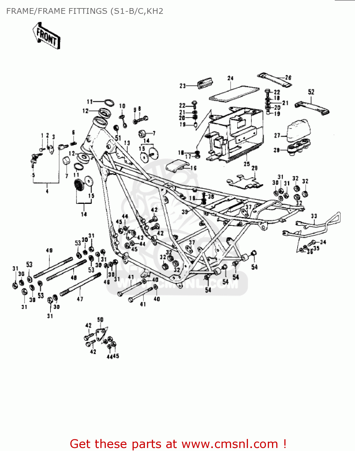 FRAME/FRAME FITTINGS (S1-B/C,KH2 KH250A5 1976 CANADA