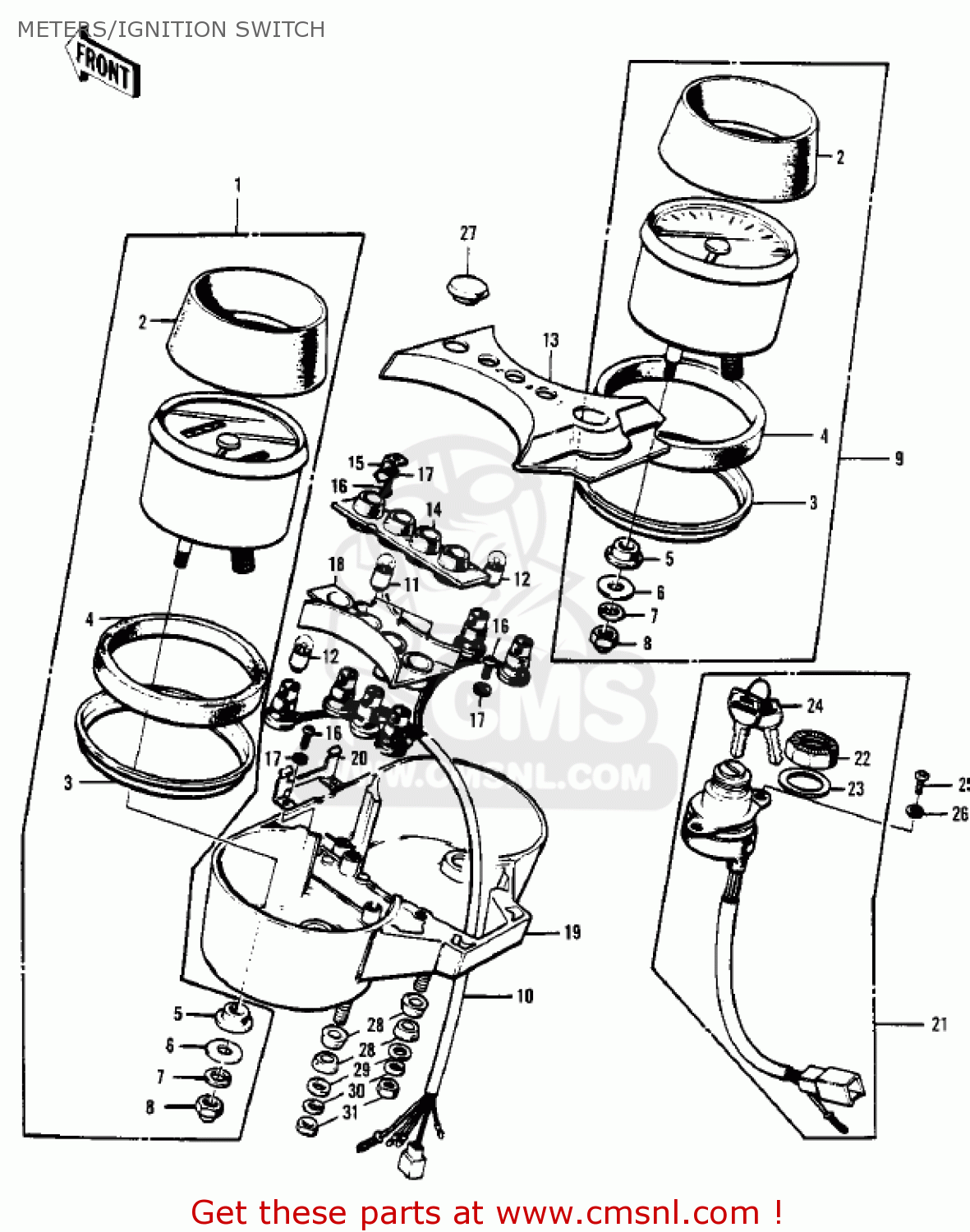 METERS/IGNITION SWITCH KH250A5 1976 CANADA
