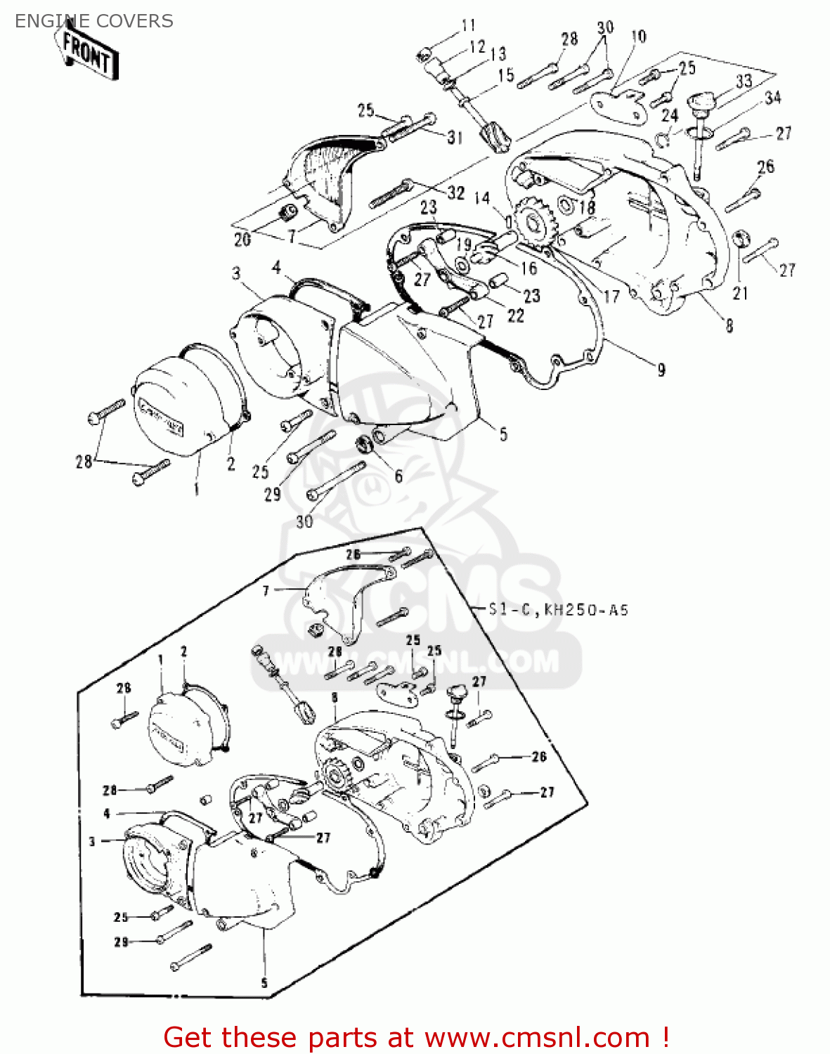 ENGINE COVERS KH250A5 1976 CANADA