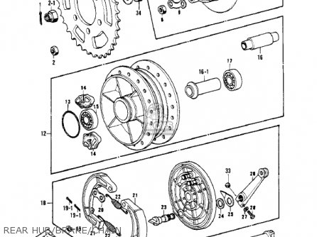 REAR HUB/BRAKE/CHAIN - KH250A5 1976 CANADA