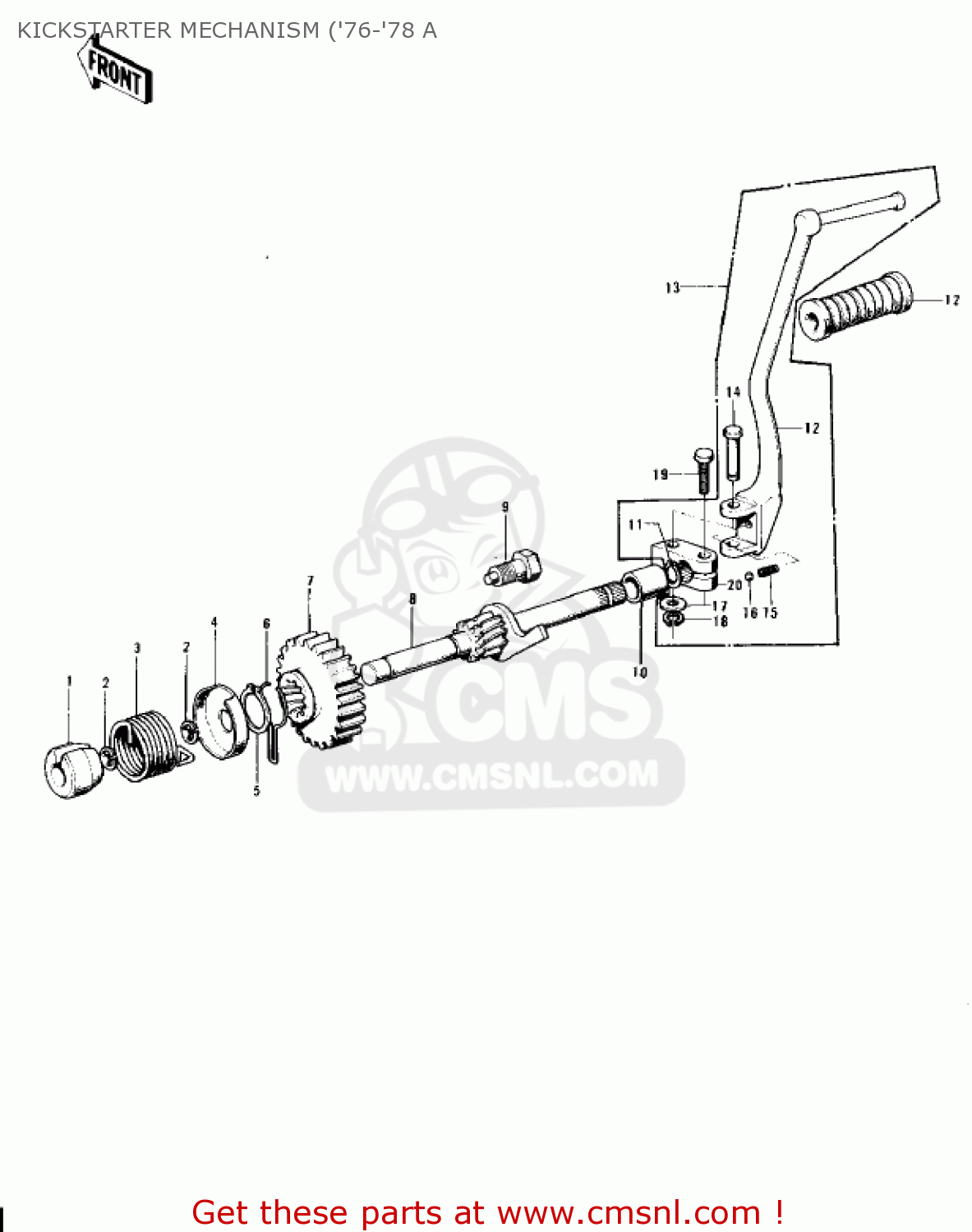 KICKSTARTER MECHANISM ('76-'78 A KH400A3 1976 USA CALIFORNIA