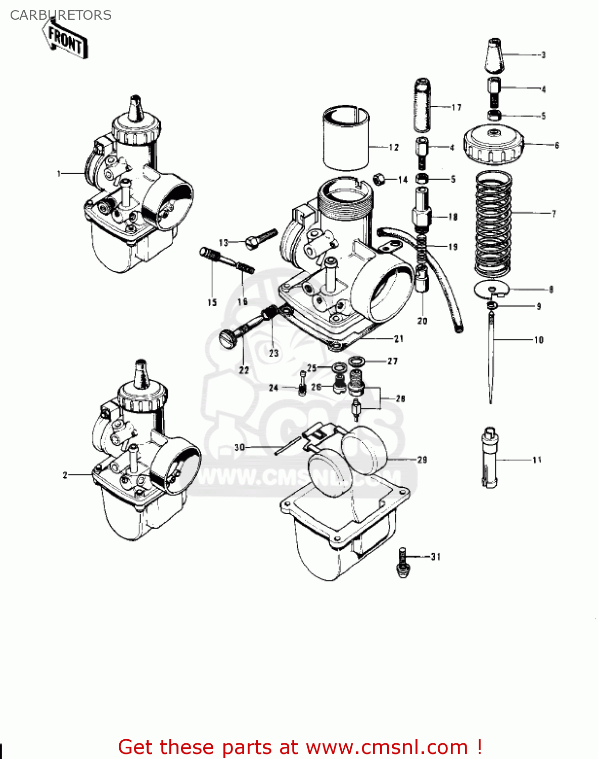 CARBURETORS KH400A3 1976 USA CALIFORNIA
