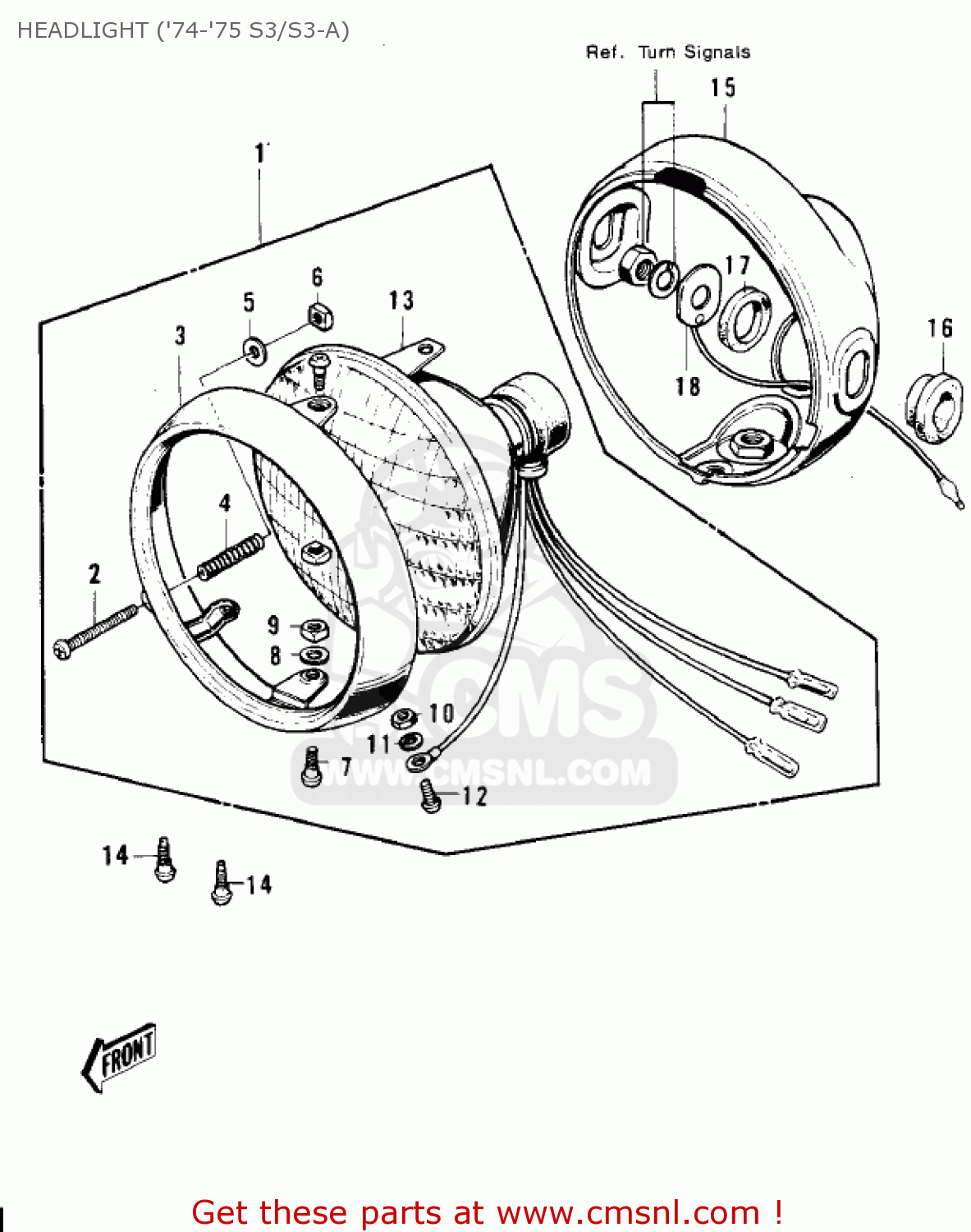 HEADLIGHT ('74-'75 S3/S3-A) KH400A3 1976 USA CALIFORNIA