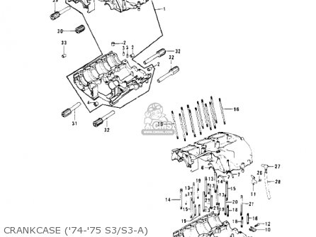 CRANKCASE ('74-'75 S3/S3-A) - KH400A3 1976 USA CALIFORNIA