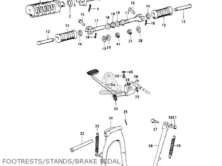FOOTRESTS/STANDS/BRAKE PEDAL - KH400A3 1976 USA CALIFORNIA