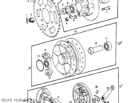 REAR HUB/BRAKE/CHAIN - KH400A3 1976 USA CALIFORNIA