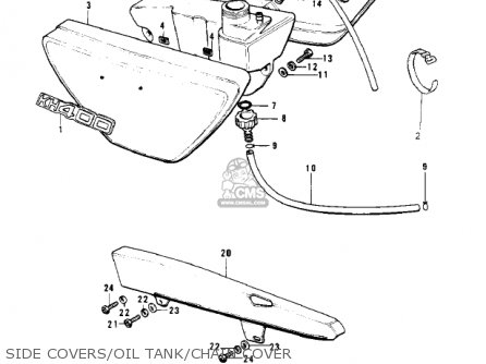 SIDE COVERS/OIL TANK/CHAIN COVER - KH400A3 1976 USA CALIFORNIA