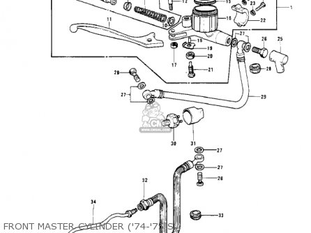 FRONT MASTER CYLINDER ('74-'75 S - KH400A3 1976 USA CALIFORNIA