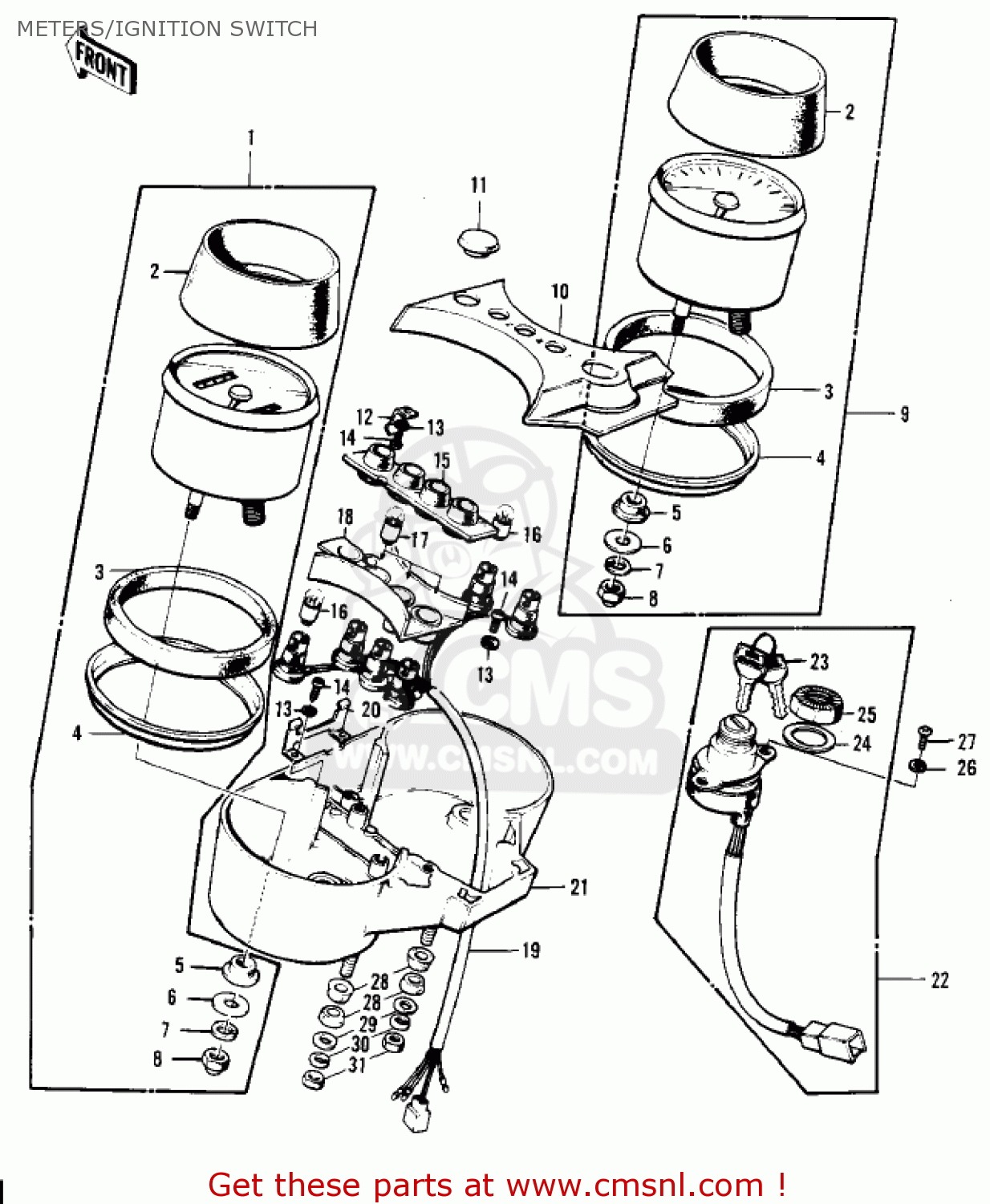 METERS/IGNITION SWITCH KH400A4 1977 USA CALIFORNIA