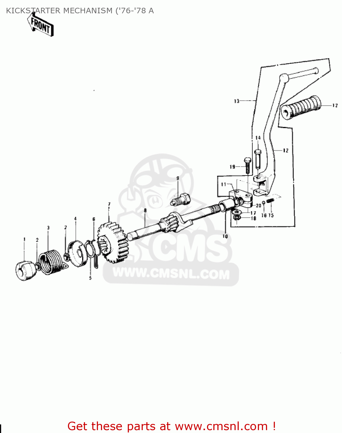 KICKSTARTER MECHANISM ('76-'78 A KH400A4 1977 USA CALIFORNIA