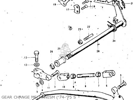 GEAR CHANGE MECHANISM ('74-'75 S - KH400A4 1977 USA CALIFORNIA