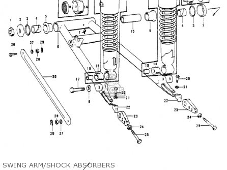 SWING ARM/SHOCK ABSORBERS - KH400A4 1977 USA CALIFORNIA
