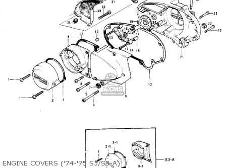 ENGINE COVERS ('74-'75 S3/S3-A) - KH400A4 1977 USA CALIFORNIA