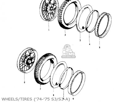 WHEELS/TIRES ('74-'75 S3/S3-A) - KH400A4 1977 USA CALIFORNIA