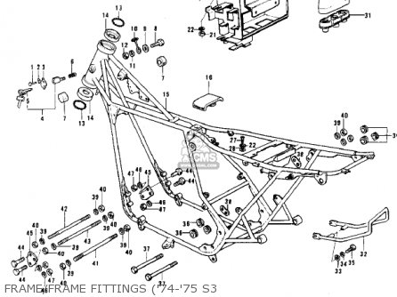 FRAME/FRAME FITTINGS ('74-'75 S3 - KH400A4 1977 USA CALIFORNIA