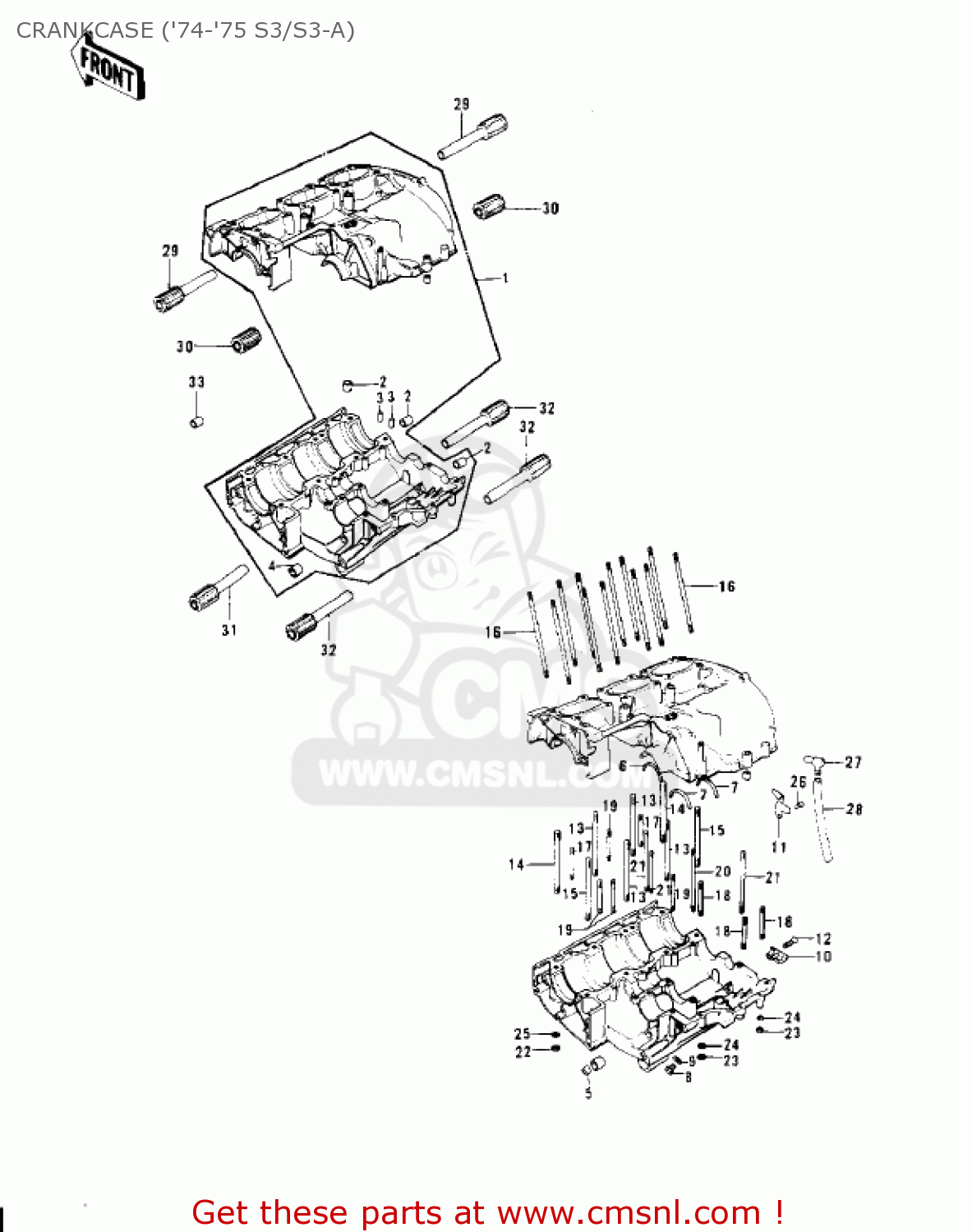 CRANKCASE ('74-'75 S3/S3-A) KH400A5 1978 USA CANADA