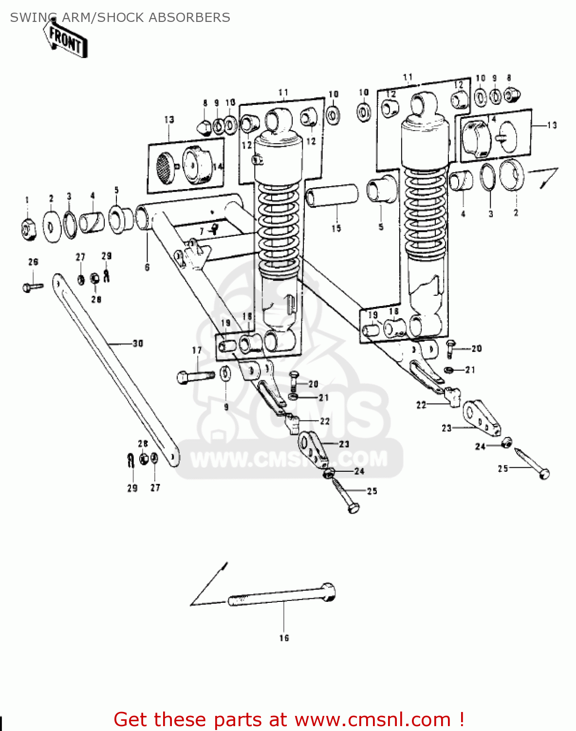 SWING ARM/SHOCK ABSORBERS KH400A5 1978 USA CANADA