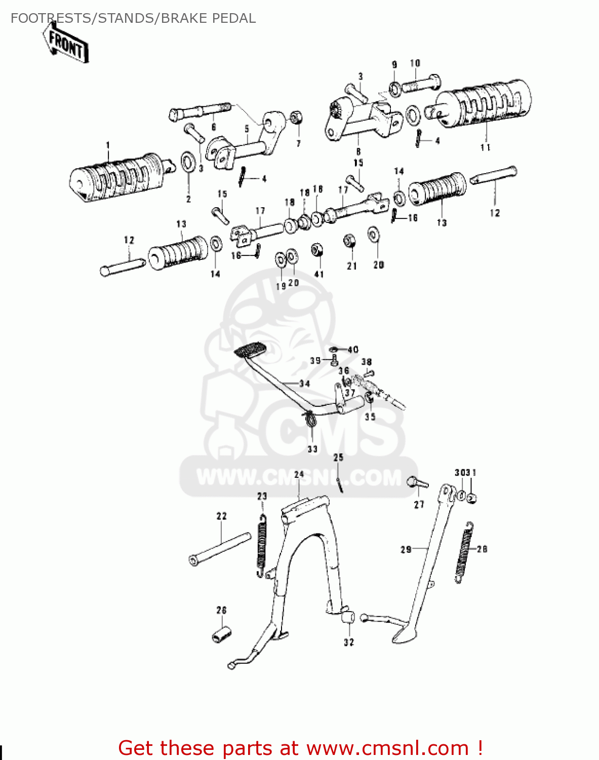 FOOTRESTS/STANDS/BRAKE PEDAL KH400A5 1978 USA CANADA