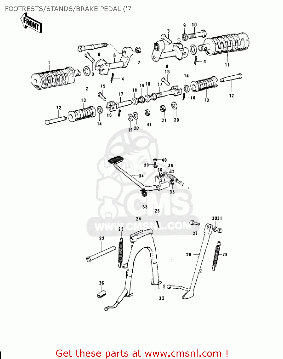 FOOTRESTS/STANDS/BRAKE PEDAL ('7 KH400A5 1978 USA CANADA